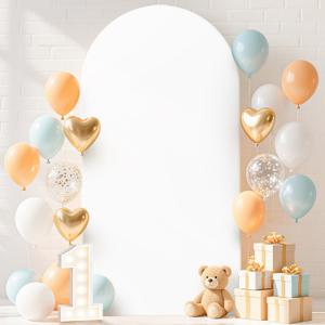 FUHSY White Arch Cover 6FT Arch Backdrop Cover for Arched Frame Wedding Arched Stand Covers Spandex Fitted Backdrop Covers Fabric for Ceremony Banquet Happy Birthday Party Chiara Decor