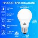 E ENERGETIC LIGHTING 40W Equivalent A19 LED Light Bulb, Warm White 3000K, E26 Standard Base, ETL Listed, 5W 450lm Non-Dimmable LED Light Bulb, 8 Packs
