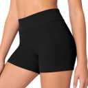 JOCMIC Girls Athletic Shorts Kids Dance High Waisted Yoga Short for Bike Gym Volleyball Running Black 9-10 Years