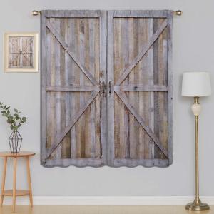Old Rustic Farmhouse Door Blackout Curtains for Boy Girl Room Darkening Decor,Brown Wood Wooden Barn Door Bedroom Living Room Home Rod Pocket Thermal Insulated Window Curtain/Drapes Panel,84x63 Inch