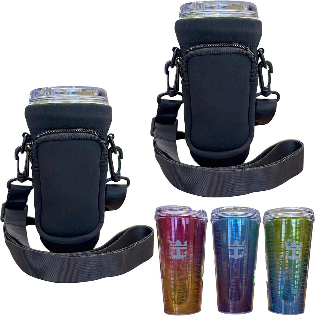 Cruise Ship Essentials Cup Sling Cruise Essentials 2026. Caribbean Cruise Must Haves. Cruise Ship Essentials 2026, Caribbean Royal, Caribbean cruise essentials 2026 (2-Pack) (Black)