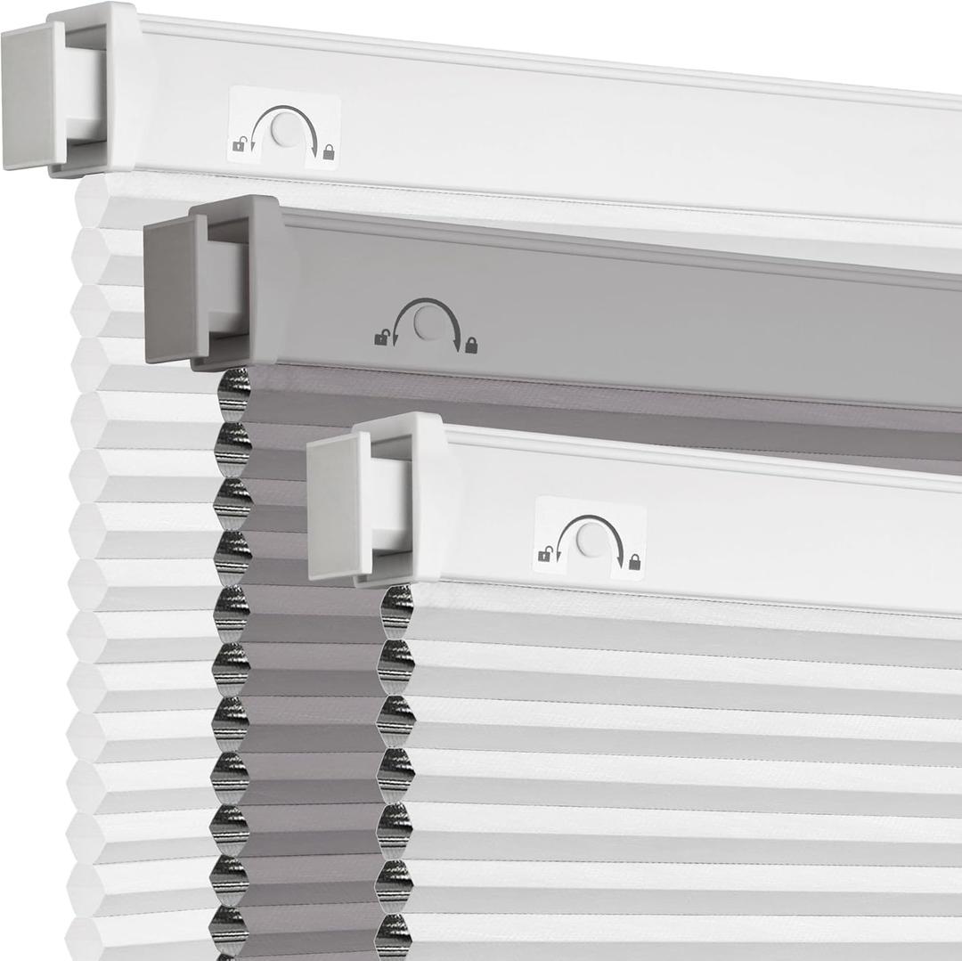 Grandekor No Tools No Drill Cordless Cellular Shades,35" W x 64" H,Blackout Honeycomb Blinds for Indoor Windows,UV Protection Privacy No Drill Blinds for Home,Door,White