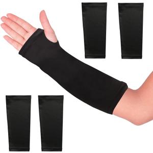 4-Pack Arm Cast Cover,Elastic Fingerless Arm Cast Covers,Arms Cast Sleeve for Decorations,Removable Protection Wrist Elbow Covers Sleeve for Cast Wound Breathable & Comfortable (Black)