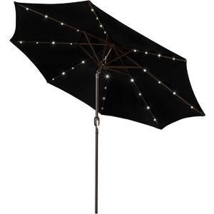 Blissun 9 ft Solar Umbrella, 32 LED Lighted Patio Umbrella, Table Market Umbrella, Outdoor Umbrella for Garden, Deck, Backyard, Pool and Beach (Black)