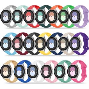 Slim Bands Compatible with Samsung Galaxy Watch 7 6 5 4 FE 40mm 44mm/6 4 Classic 43mm 47mm 42mm 46mm/5 Pro 45mm/Active 2 Band, 20mm Soft Silicone Narrow Thin Strap for Women Men