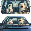 Funny Penguin Car Windshield Sunshades Cartoon Animals Winter Travel Snow Front Window Sun Shade Blocks UV Rays Sun Visor Protector for Car Sedan Truck SUV Accessories 59" X 31"