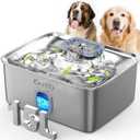 Kastty 15L/3.96 Gal Stainless Steel Dog Water Fountain, Large Capacity Dog Water Bowl Dispenser Quiet LED Light Triple Filtration BPA-Free, Automatic Pet Water Fountain Easy Cleaning for Pet FS76