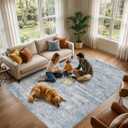 10x12 Area Rugs for Living Room: Washable Non Slip Navy Blue Rug