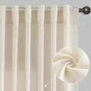 Joywell Natural Linen Curtains 90 Inches Long for Living Room 2 Panels Boho Cream Privacy Light Filtering Semi Sheer Curtain for Bedroom Farmhouse Neutral Drapes Window with Back Tab 52x90 Inch