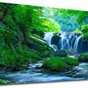 NINEASO Green Forest Waterfall Painting Canvas Print 20'x40' Wall Art for Living Room Bedroom Office Home Wall Decoration