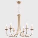 Gold Farmhouse Chandelier Modern Candlestick Dining Chandelier Light Fixture Industrial 6 Light Pendant Lighting for Kitchen Living Room Bedroom Foyer Entrance Hallway Entryway