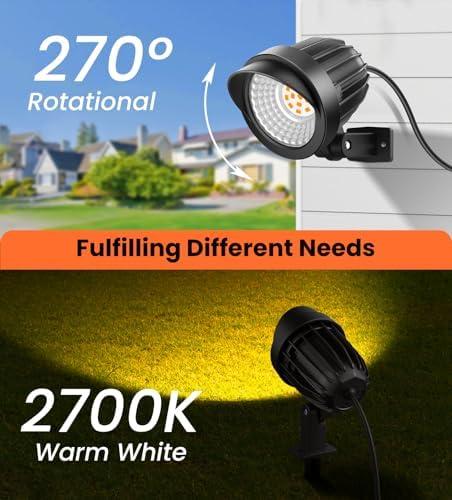 MEIKEE 7W 800lm Low Voltage Landscape Lights, 12V 24V LED Landscape Lighting with Connectors, 2700K IP66 Waterproof Outdoor ledSpotlights for Garden Pathway Yard Decoration (1 Pack)
