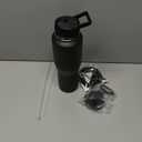 Trebo 32 oz Water Bottle Insulated Fit in Any Car Cup Holder,Triple Wall Vacuum Stainless Steel Water Bottles (Keep Cold for 48 Hrs),Leakproof Tumbler Flask with Paracord Handle,Straw Spout Lids (Black)