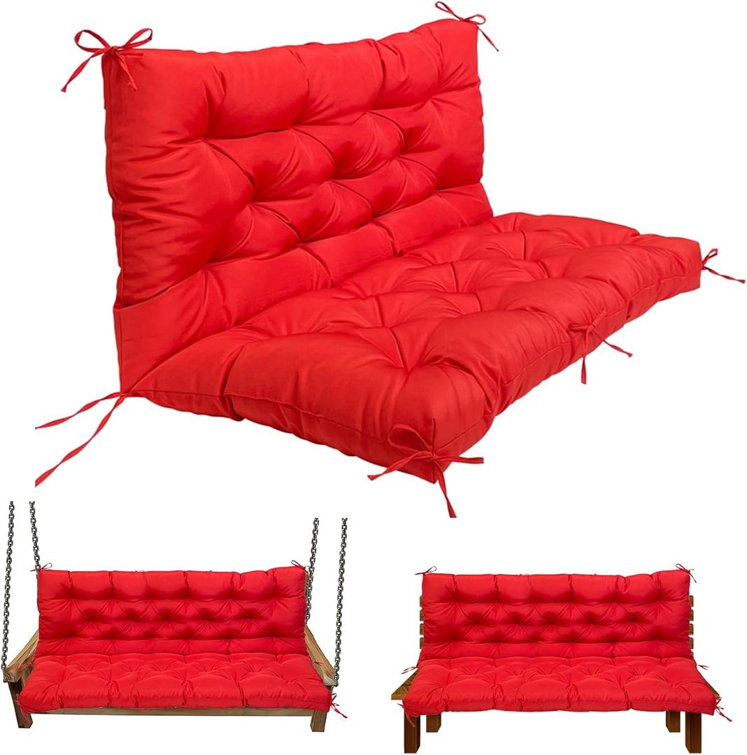 Swing Replacement Cushions for Outdoor: 2-3 Seater Bench Waterproof Cushion with Ties - 4in Thick Swing Cushion for Garden Furniture Patio Porch, 60x40in