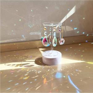 6 Pieces Auto-Rotating Crystals Suncatcher, Sun Catchers with Rotating Base, Pendant Ornament Colorful Crystal Rainbow Maker Prisms for Window Home Wedding Party Christmas Garden Decor (color1)