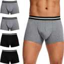 Washable Incontinence Underwear for Men, Cotton Boxer Brief, Light Absorbency 80ml Comfortable Leakproof Design, Feels Like Regular Underwear (4Pack, 2 Black+2 Gray, 2XL)