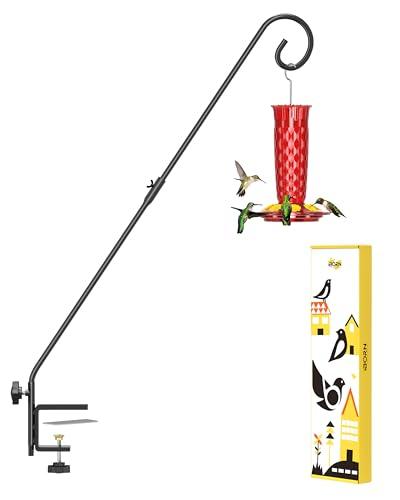 iBorn Deck Hook for Bird Feeder, Hummingbird Feeder Hanger for Deck Railing, Heavy Duty Deck Hanger for Outdoors Hanging, 360° Rotatable Arm, Solid Wire, 28 Inch, Pack of 1