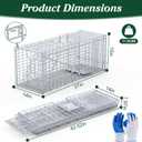 Humane Animal Trap, 37"x14"x15" Foldable Large Live Cage Traps for for Raccoons Beavers Groundhogs Foxes Armadillos and Other Live Animals, Easy to Catch and Release, Work for Indoor Outdoor