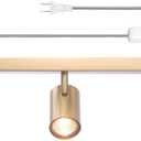 Globe Electric 3-Light Plug-in Track Lighting, Matte Brass, Adjustable Heads, 15-Foot Cord, 59469