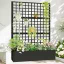 Metal Planter with Trellis 72" x 47 x 16", Raised Garden Bed with Trellis, Planter Box with with Privacy Screen for Climbing Plants, Flowers, Vegetables, Fruits, Black