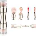 Bling Toman 4 in 1 Makeup Brush,Makeup Sponge,Blush Blending,Eyeshadow,Eyebrow&Liner Lip Face Foundation Mini Travel Brushes Retractable Brush Set (gold brush)