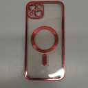 Misea Magnetic for iPhone 15 Plus Case Compatible with MagSafe [Never Yellowing] [Military Grade Drop Protection] Full Camera Lens Protector Plating Soft Clear Phone Case for Women, Red