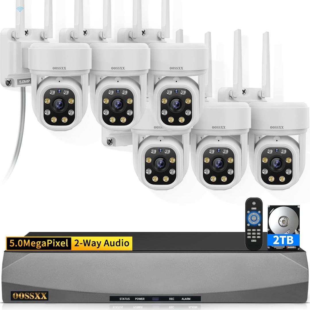 (2026 Update) 5MP PT Wireless Security Camera System with AI Human Tracking, Dual-Band 2.4G&5G WiFi, 2-Way Audio, No Monthly Fee, Outdoor Home Security Kit