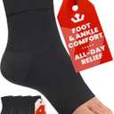 KEMFORD Ankle Compression Sleeve - 2-Pairs, Plantar Fasciitis Braces - Open Toe Compression Socks for Swelling, Sprain, Neuropathy, Foot Arch Support for Men and Women - 20-30mmhg, L, Black