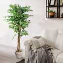 VECELO Artificial Ficus Tree with Sturdy Nursery Pot, 5FT Faux Silk Plant for Indoor Outdoor Home Garden Decor, 1 Pack