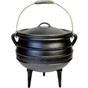 12 Quart Cast Iron Dutch Oven Cauldron Pot - Camping Cookware with Lid - Pre-Seasoned Heavy-Duty Potjie for Stews, Soups, Braising, and Frying Over Fire Pit Grill or Camp Stove