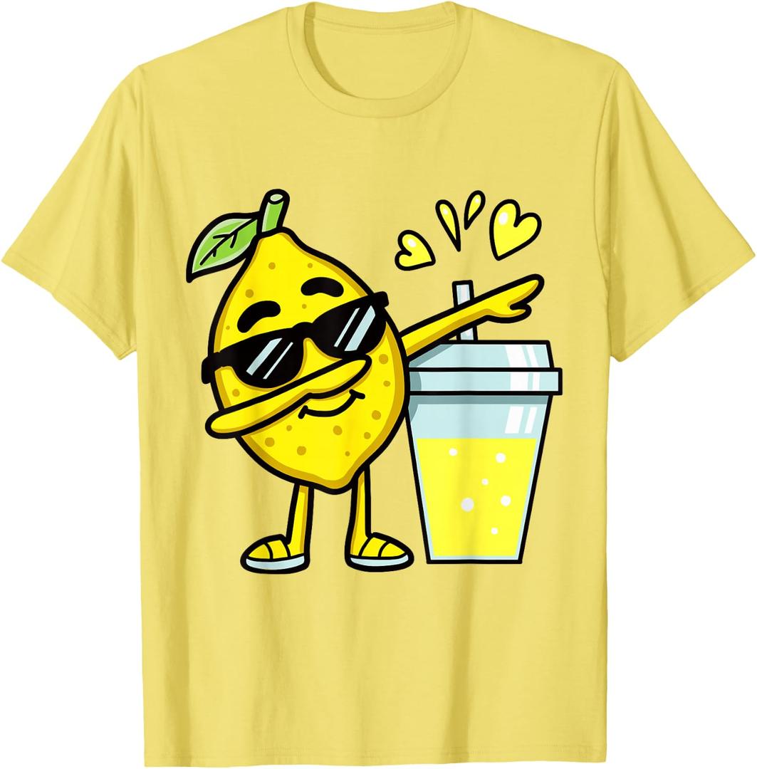 Funny Lemonade Dabbing Lemon Stand Kids Boys Summer T-Shirt, Yellow, Medium
