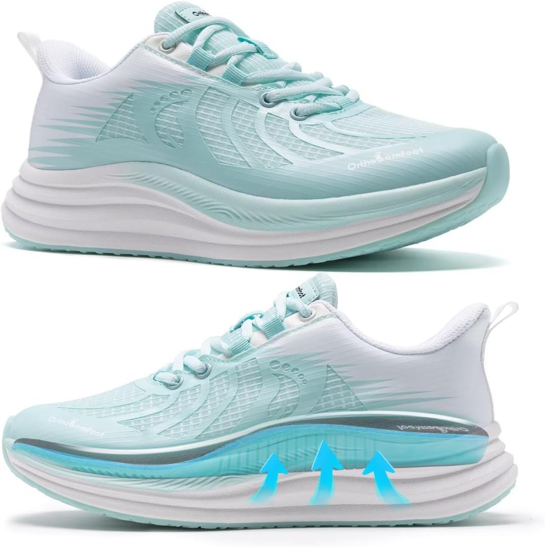 OrthoComfoot Women's Orthopedic Running Shoes: Comfort Arch Support Plantar Fasciitis Orthotic Sports Exercise Fashion Sneakers, Casual Gym Tennis Work Walking Shoes for Foot and Heel Pain, Size 7.5