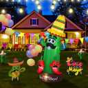 7ft May Carnival Cactus Inflatable Decoration, Holiday Yard Decoration with LED Lights, Outdoor Inflatable Decoration for Yard, Garden, Patio,