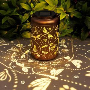 Dragonfly Solar Lanterns Outdoor Waterproof, Dragonfly Gifts for Women Mom Grandma Metal Hanging Solar Lanterns for Yard Garden Decor