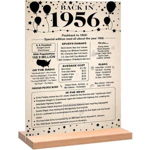 Crenics 70th Birthday Decorations for Women Men, Acrylic Vintage Back in 1956 Poster with Stand, Awesome 70 Birthday Gifts, 8 x 11 Inch