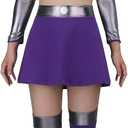 Womens Princess Koriandr Costume Halloween Cosplay Purple Top Skirt Collar with Stockings uniform Outfit (Purple, L)