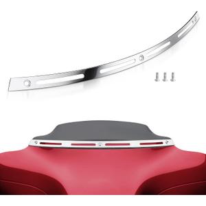 Amazicha Slotted Windshield Trim Polished Windscreen Trim 96-13 Compatible for Harley Davidson Touring Street Glide Electra Glide Ultra Limited Tri Glide 1996-2013