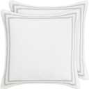 Laura Ashley - Euro Shams, 100% Smooth Cotton with Envelope Closure, Throw Pillow Cover for Bed or Couch, Oeko-Tex Certified, Set of 2 (Stitched Vine Leaf Grey, 26" x 26")