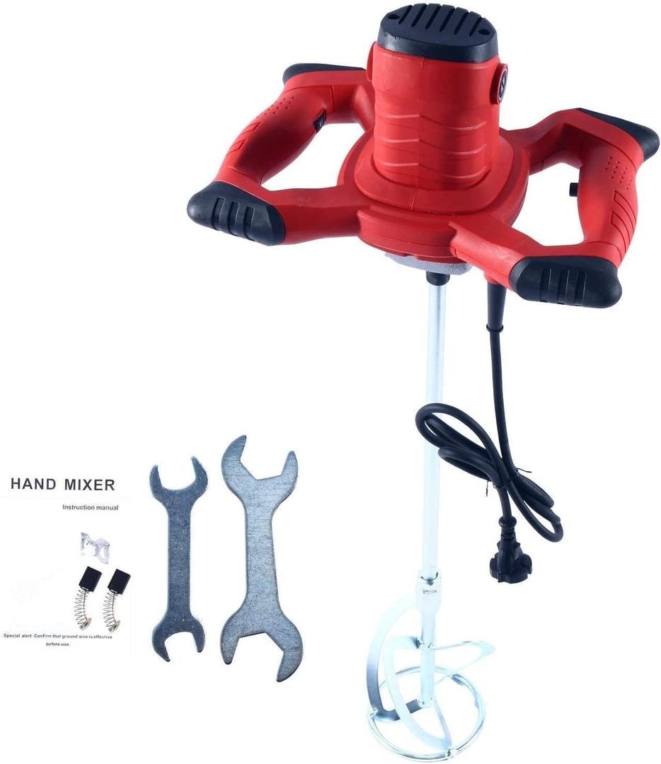 1800W Handheld Electric Cement Mixer Adjustable Speed 6 Speed 110V for Mortars Concretes Grouts Hand Held Plaster Cement Mixer Stirring Tool