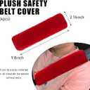 4 PCS Car Seat Belt Cover, Soft Auto Seatbelt Protector for a More Comfortable Driving, Warm Plush Seatbelt Shoulder Neck Pad Cushion Fit for All Cars, Car Accessories (Red)