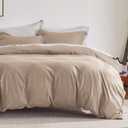 Bedsure Duvet Cover Queen Size - Soft Double Brushed Bedding Set for Kids & Adults, Zipper Closure, 3 Pieces, Includes 1 Duvet Cover (90"x90") & 2 Pillow Shams, NO Comforter, Khaki