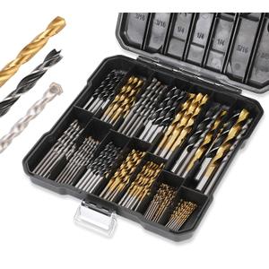 PLATINUMEDGE 140PC Multipurpose Drill Bits Set, 88PC Titanium Twist Drill Bits 26 Pc Masonry Drill Bits for Brick, Concrete 26 Pc Brad Point Drill Bits, for Wood, Metal, Masonry with Hard Storage Case