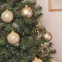 DN DECONATION Glass Christmas Hanging Ball Ornaments Set of 9, 3.15 Champagne Christmas Ornaments, Christmas Decorative Baubles for Xmas Tree Decoration, Holiday, Wedding Party Gift Decor