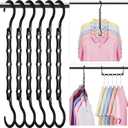 HOUSE DAY Closet Organizers and Storage 6 Pack, College Dorm Room Essentials, Multifunctional Organizer Magic Space Saving Hangers with 5 Holes, Storage Organization for Wardrobe Closet - Black
