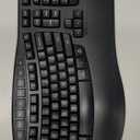 MEETION Wireless Ergonomic Keyboard, Wave Keys Wrist Rest Natural Typing Keyboard, 2.4G Cordless USB A and USB C Adapter, Wireless Computer Keyboard Compatible with Windows/Mac/PC/Laptop, Black