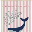 ignytiger Ocean Whale Wall Art, Stay Wild Ocean Child Wall Hanging Frame Poster Coastal Beach Decor for Kids Girl Toddler Nursery Bedroom Playroom, 12x16 Inch (YB-GUAHAU killer whale)