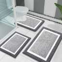 OLANLY Bathroom Rugs Sets 3 Piece, Soft Absorbent Microfiber Bath Mats and U-Shaped Contour Toilet Rug, Home Decor Accessories, Non-Slip, Bath Mat Set for Bathroom (30"x20"+24"x16"+24"x20", Dark Grey)