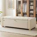 SONGMICS Storage Ottoman, 48 Inches Long Bed End Stool, Solid Wood Legs, 19.7"D x 47.6"W x 16.5"H