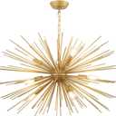 24" Gold Sputnik Chandelier Modern 9-Lights Mid Century Starburst Chandeliers Light Fixture Golden Firework Satellite Chandelier for Dining Room, Kitchen,Bedroom,Living Room,Entryway, E12