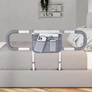 Bed Rails for Elderly Adults Safety - Extended Bed Assist Rail for Seniors - Adjustable Beds Side Rails Handle Support Bar Bed Guard with Storage Bag & Fixing Strap, Fit King Queen Full Twin Beds